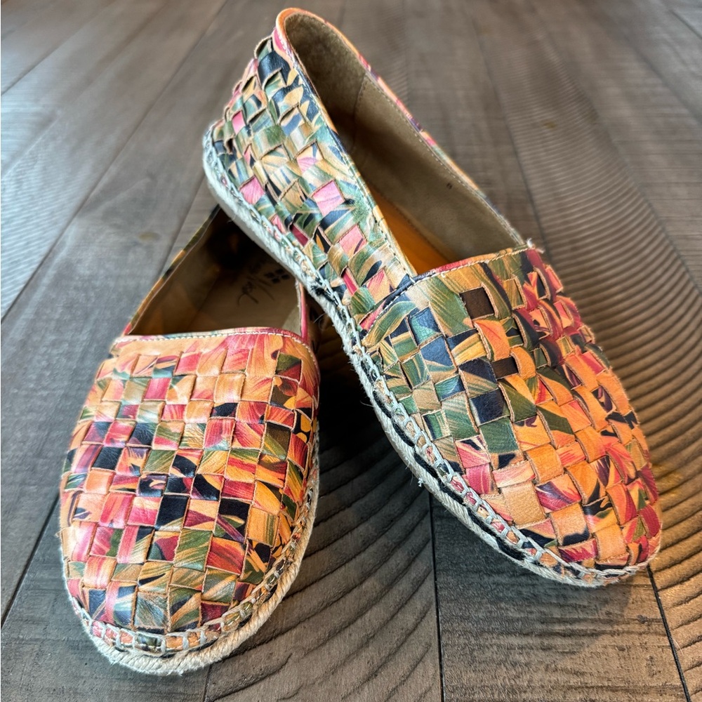 Patricia Nash Padma Multicolor Woven Italian Leather Espadrilles Women’s Size 8